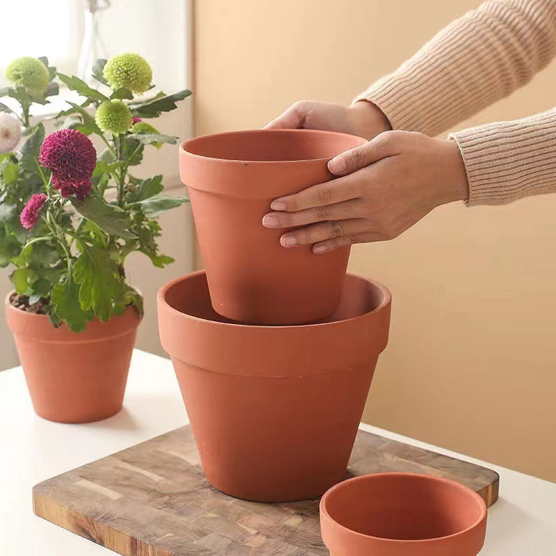 008-Ceramic flower pot Water-permeable and breathable Succulent flower pot Indoor and outdoor green plant pot Universal clay pot