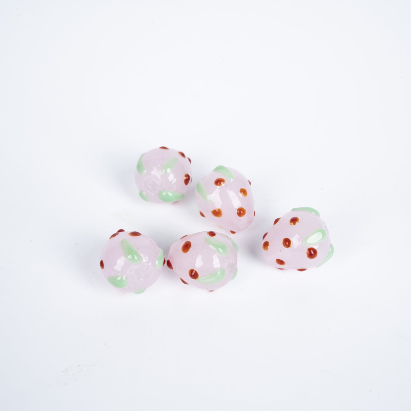 010-Strawberry Glazed Beads Glass Beads Perforated Handmade DIY Crystal Transparent Accessories Jewelry Materials Bracelet Necklace