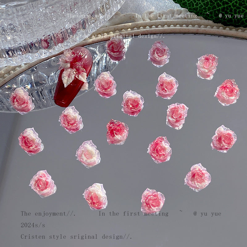 004-Super fairy pink fog sea soft rose nail art jewelry luminous handmade DIY bracelet accessories nail art material package mixed