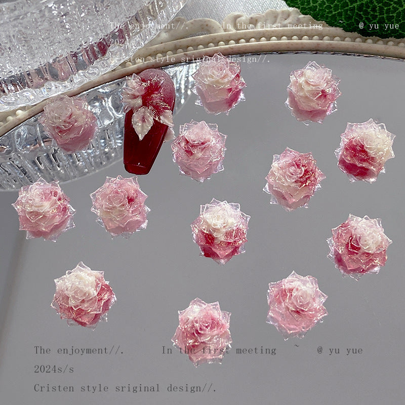 004-Super fairy pink fog sea soft rose nail art jewelry luminous handmade DIY bracelet accessories nail art material package mixed