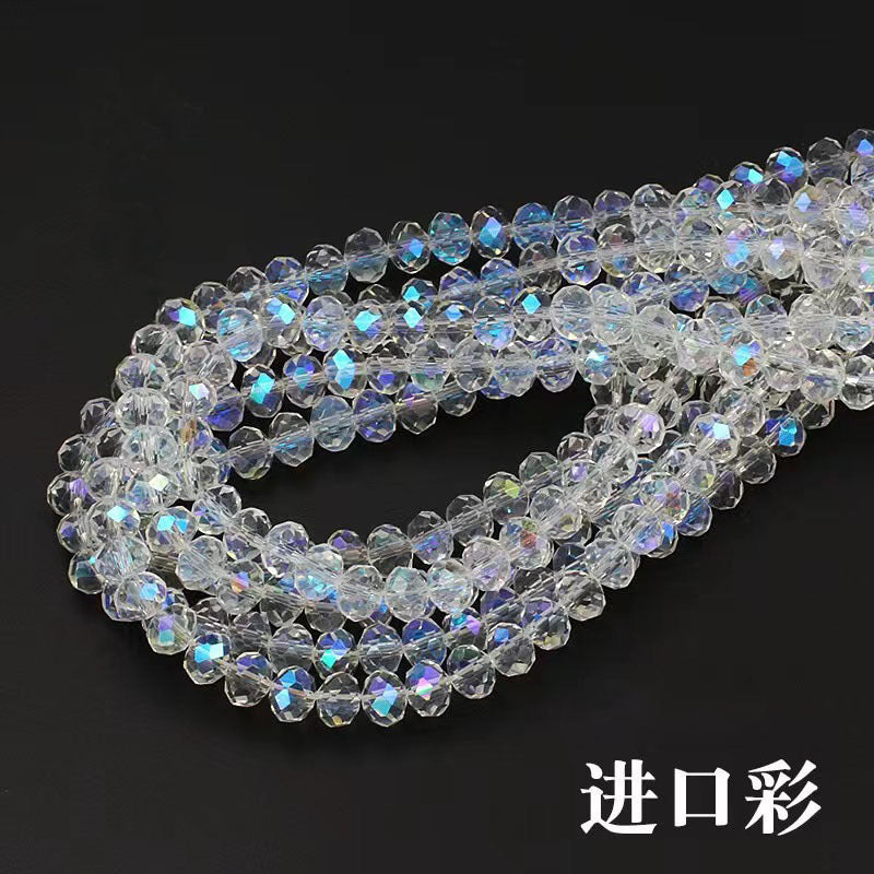 015-DIY beaded jewelry accessories clothing accessories crystal flat beads plated color ab color wheel beads 8mm glass beads wholesale