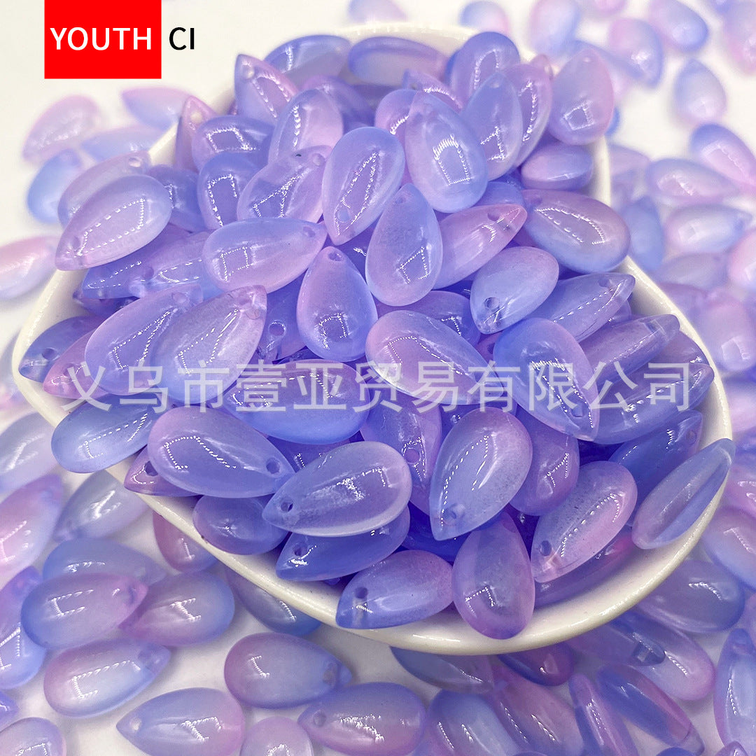 012-Glazed beads 8 * 14mm water drop pendant flat water drop DIY jewelry accessories hole material loose beads antique versatile
