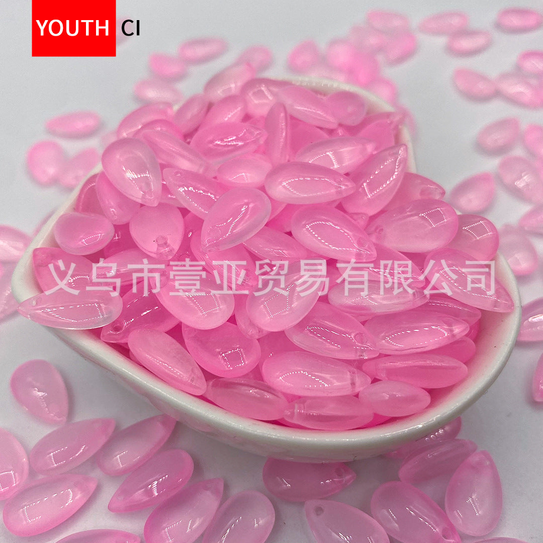 012-Glazed beads 8 * 14mm water drop pendant flat water drop DIY jewelry accessories hole material loose beads antique versatile