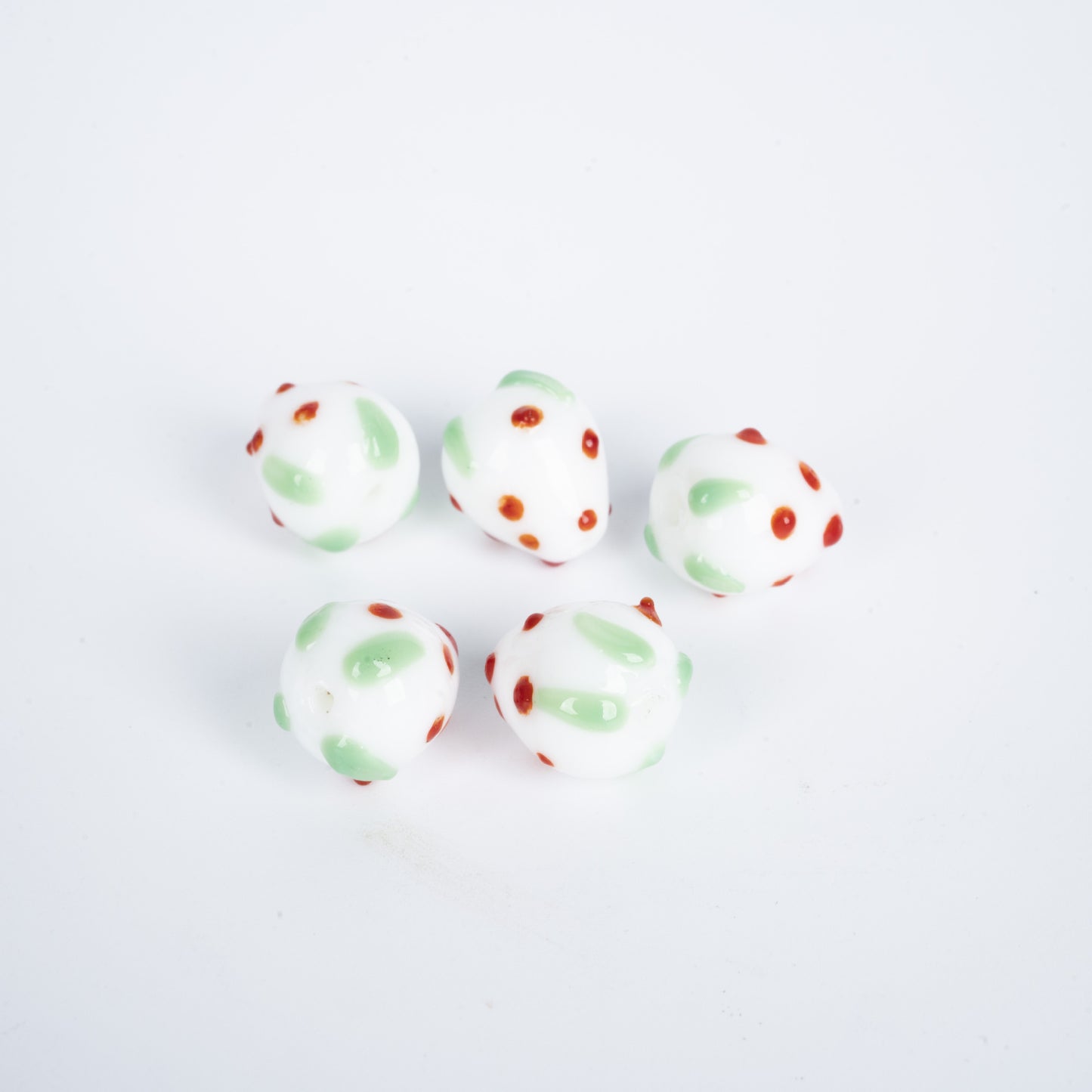 010-Strawberry Glazed Beads Glass Beads Perforated Handmade DIY Crystal Transparent Accessories Jewelry Materials Bracelet Necklace