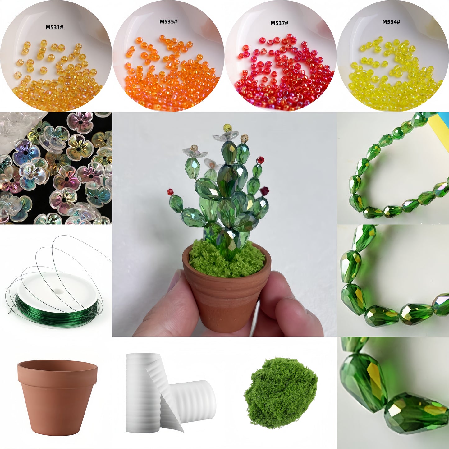 001-DIY Beaded Potted Plant Kit