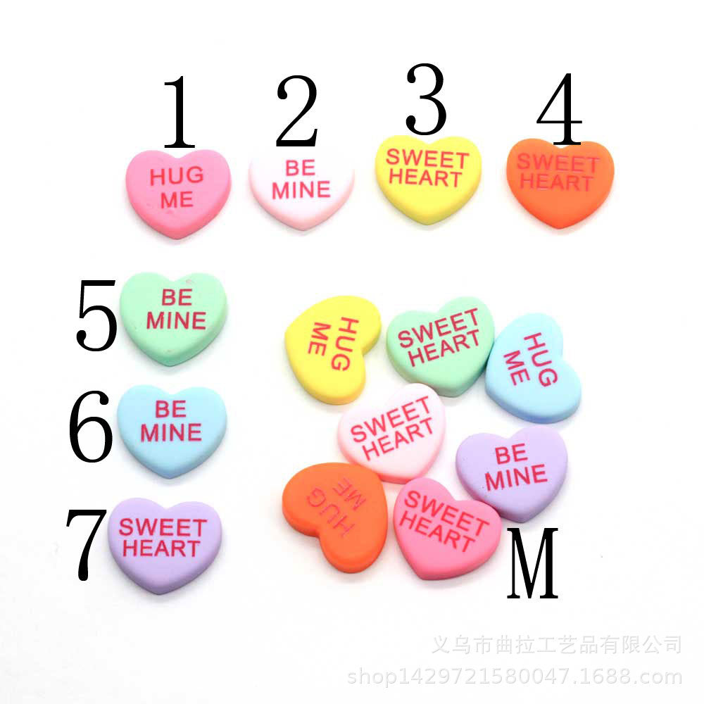 Resin glitter heart gradient color love loose beads DIY