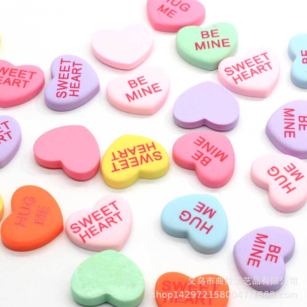 Resin glitter heart gradient color love loose beads DIY