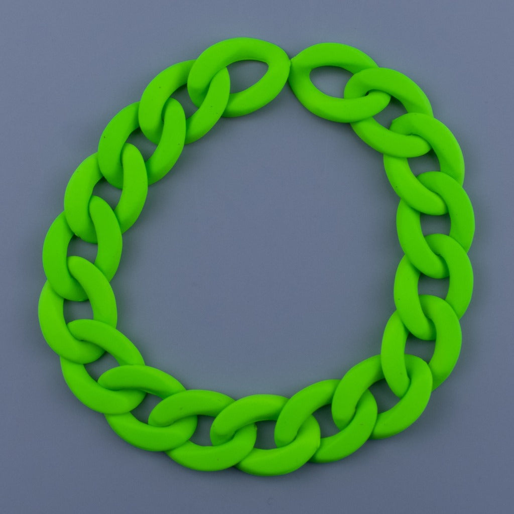 Acrylic plastic feel paint fluorescent color chain 17*23mm