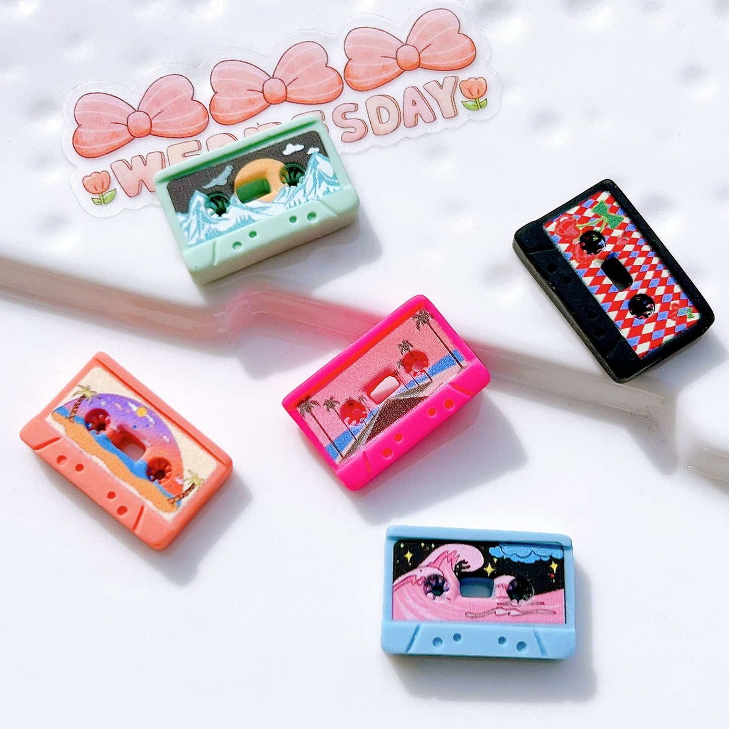 Retro tape resin accessories